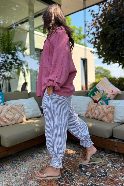 Sandbar Linen Blend Pop Over Shirt Indian Pink